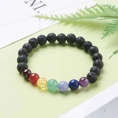 Chakra Natural Lava Rock Beaded Stretch Bracelets