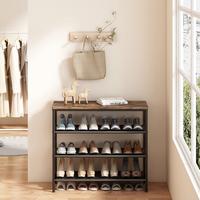 Shoe Rack Organizer 4 Tier 5 Tier 6 Tier Metal Organizer Shelf with Industrial MDF Board and Layer Fabric  Garage  Paint Home...
