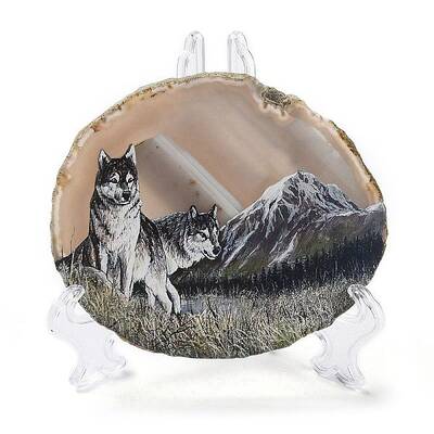 Printed Natural Agate Slice Stone Ornament