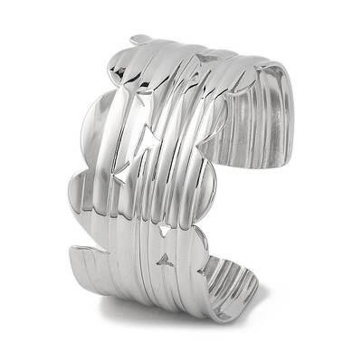 Grooved Wide 304 Stainless Steel Cuff Bangles for Women