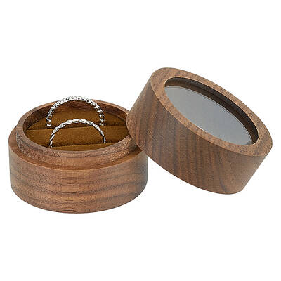 Round Wooden Engagement Ring Boxes