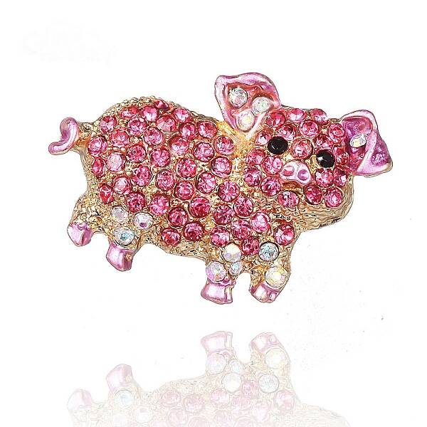 Golden Alloy Rhinestone Brooches