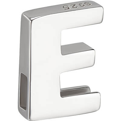 Beebeecraft Letter Bead Letter-E Sterling Silver Capital Letter Alphabet Bead Initial Necklace Bracelet Pendant Charm for Jew...