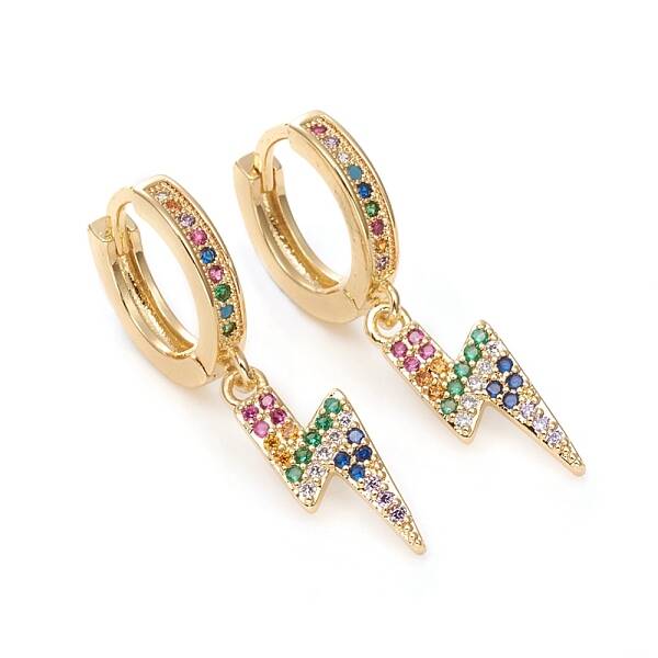 Brass Micro Pave Cubic Zirconia Huggie Hoop Earrings