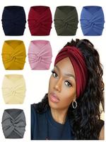Solid Color Knot Design Wide-brimmed Hair Band, , Fashion Hair High Stretch Hairbands for Women & Girls, Minimalist Headwear ...