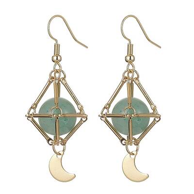 Natural Green Aventurine Dangle Earrings