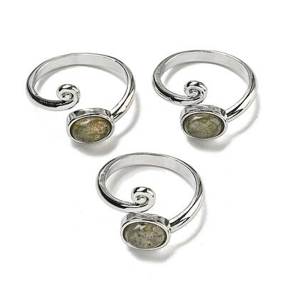 Natural Labradorite Adjustable Rings