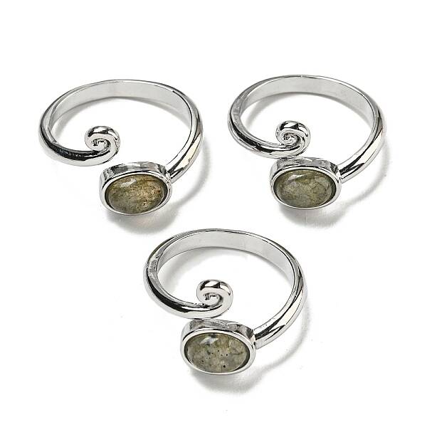 Natural Labradorite Adjustable Rings