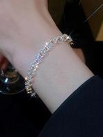 Women's Elegant Rhinestone Decorated Heart Design Bracelet, Fashionable Jewelry For Women & Girls, Casual Versatile Party Acc...