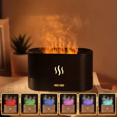 【Black Friday Deal】Colorful LED Flame Aroma Diffuser Bedroom Table Atmosphere Decorative Lamp Creative Humidifier Light F...