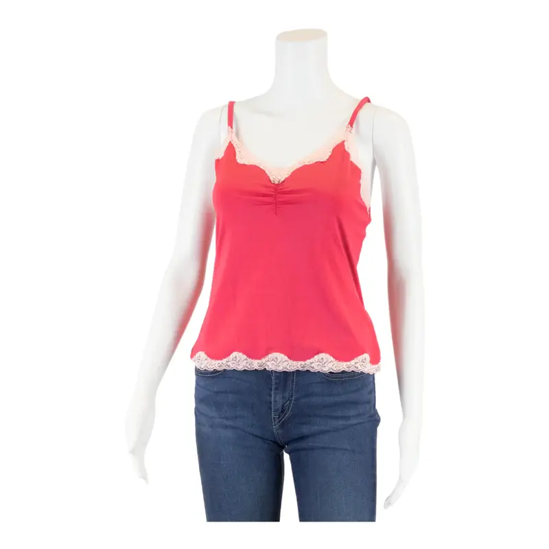 WARNERS Stretch Lace Camisole Top Pink V-Neck Sleeveless Womens L