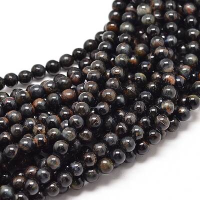 Natural Blue Tiger Eye(Dyed & Heated) Round Beads Strands