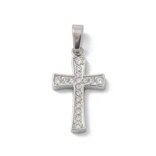 Ion Plating(IP) 304 Stainless Steel Micro Pave Cubic Zirconia Pendants