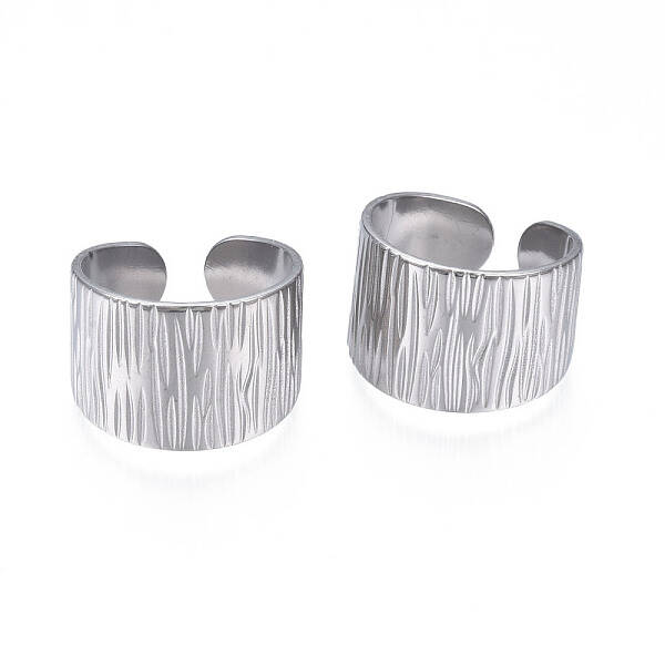 Non-Tarnish 304 Stainless Steel Texture Open Cuff Ring
