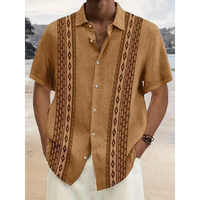 Men's Plus Size Vintage Geometric Print Button- Shirt - Short Sleeve, Loose Fit, Hawaiian Summer Shirt for Parties & Holidays...