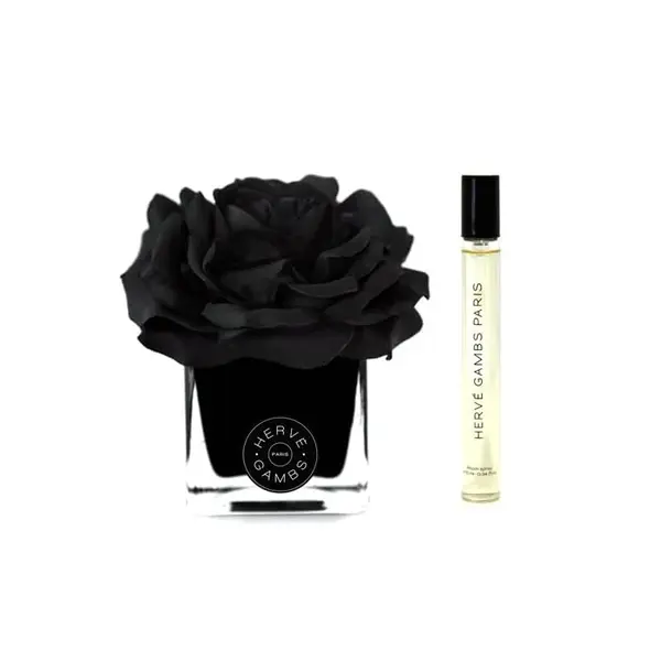 Set Herve Gambs: Ombre Patchouli, Room Spray, 10 ml + Black Couture Flower, Porcelain, Diffuser Aroma Reed, black