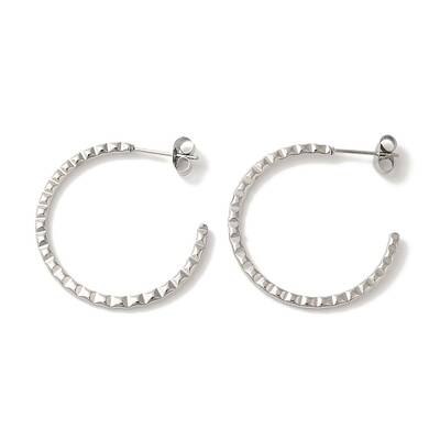 Non-Tarnish 304 Stainless Steel C-Shaped Stud Earrings for Women