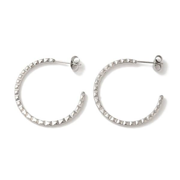 Non-Tarnish 304 Stainless Steel C-Shaped Stud Earrings for Women