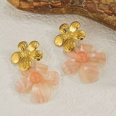 304 Stainless Steel Acrylic Dangle Stud Earrings