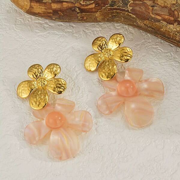 304 Stainless Steel Acrylic Dangle Stud Earrings