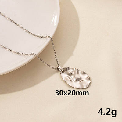 Stainless Steel Oval Pendant Necklaces