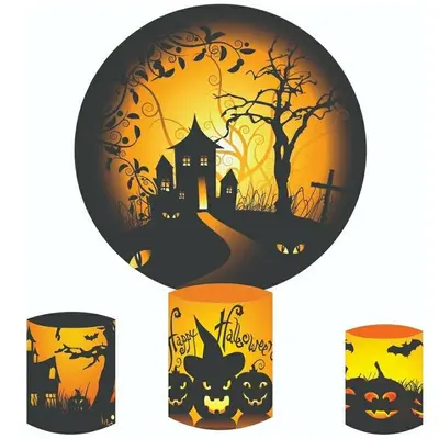 Aperturee Black Horror Night Round Halloween Day Backdrop Kit | Halloween Baby Shower | Halloween Baby Shower Theme | Baby Bo...