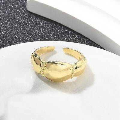 Rack Plating Brass Round Beaded Cuff Rings for Women