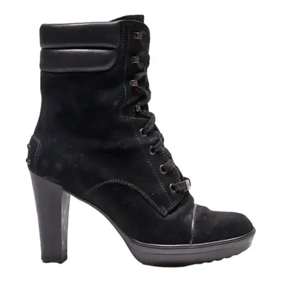 TODS Lace-Up Boots Black Leather Womens UK 4