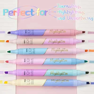 12-Color Aesthetic Highlighters for School and Office Supplies - Quick Drying and Non-Neon friction  pen