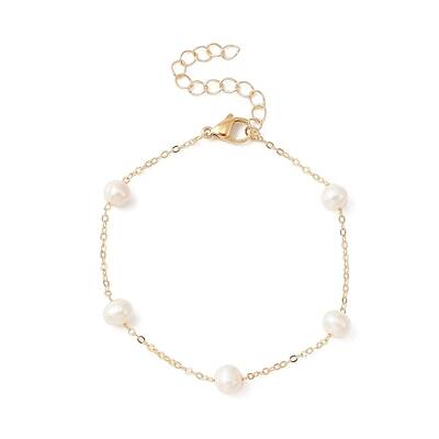 Natural Pearl Beaded Chain Bracelet