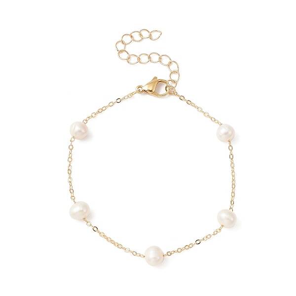Natural Pearl Beaded Chain Bracelet