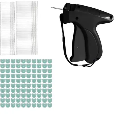 Quick Clothes Fixer, 1 Set Includes 1 Handheld Tag Gun and 100 Bear Clasps and 550 Short Glue Pins and 550 Long Glue Pins, Ta...