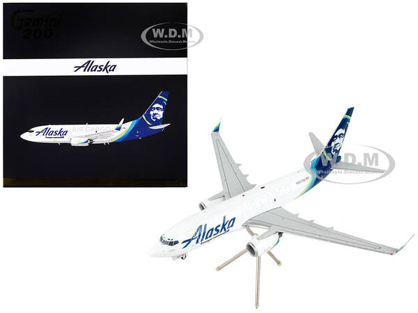 Boeing 737-700BDSF Commercial Aircraft Alaska Air Cargo White with Blue Tail Gemini 200 Series 1/200 Diecast Model Airplane b...