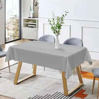 Luxury Grey Checkered Lines Rectangle Tablecloth - Aperturee