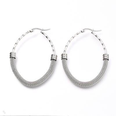 Non-Tarnish 304 Stainless Steel Mesh Hoop Earrings