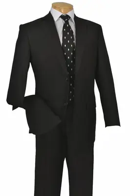 Black Modern Fit Poplin Suit - Men's Two-Button Style