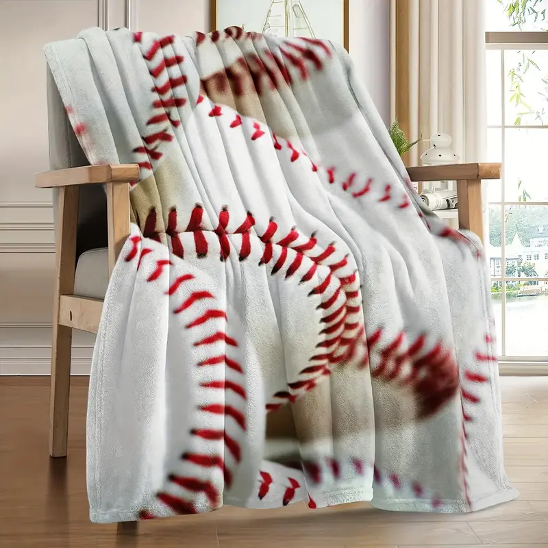 Baseball Pattern Throw Blanket, 1 Count Soft Comfortable Lightweight Blanket, Cool Bedroom Warm Napping Blanket for Home Offi...