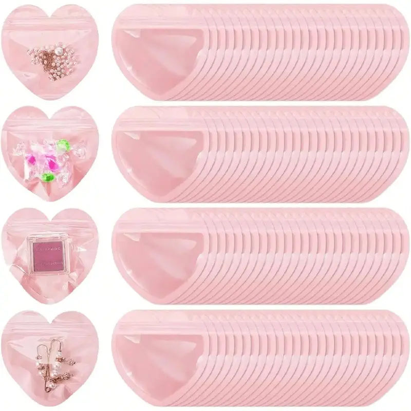 Heart Shaped Packaging Bag, 20pcs/set Transparent Resealable Bag, Cute Treat Bag for Business Wedding Birthday Festival Party...