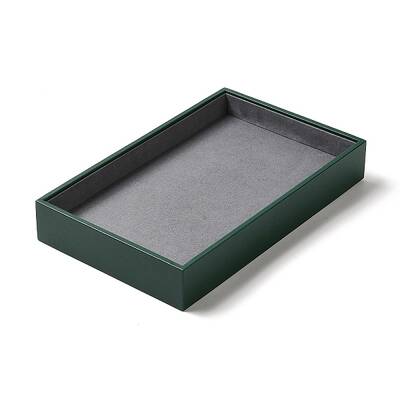 Rectangle PU Leather Jewelry Trays with Gray Velvet Inside