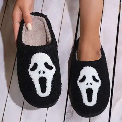 Winter Indoor Warm Women Cotton Shoes Couples Bedroom Slipper Man Non-Slip Soft Bottom Slippers Unisex Home Slippers Pumpkin ...