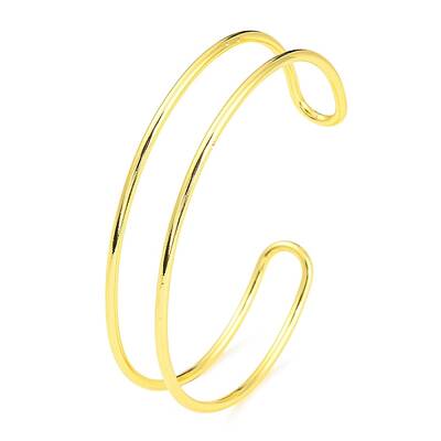 Rack Plating Brass Double Lines Cuff Bangles for Women