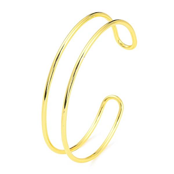 Rack Plating Brass Double Lines Cuff Bangles for Women