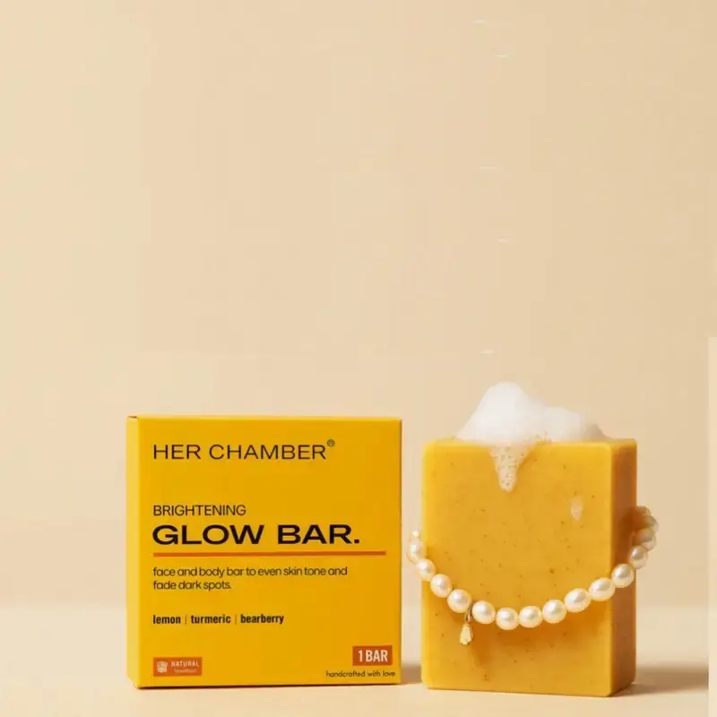 Brightening Glow Bar Soap with Turmeric Kojic Acid and Lemon Extract for Even Skin Tone and Glow