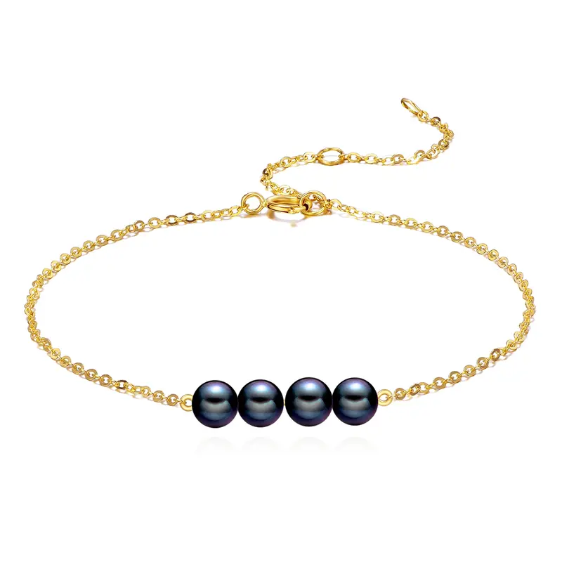 14K Gold Pearl Metal Beads Bracelet