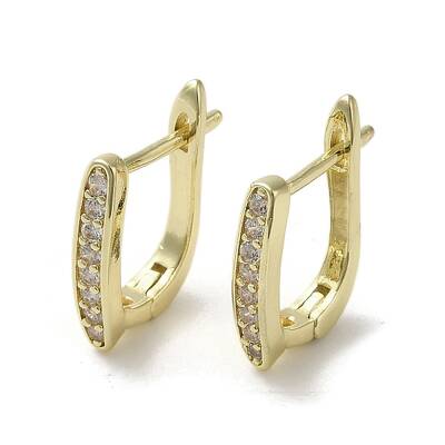 Brass Micro Pave Cubic Zirconia Arch Hoop Earring