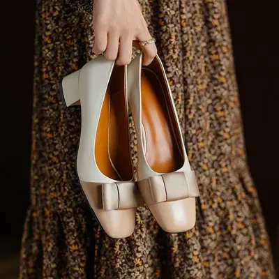 CHIKO Poppy Square Toe Block Heels Pumps Shoes