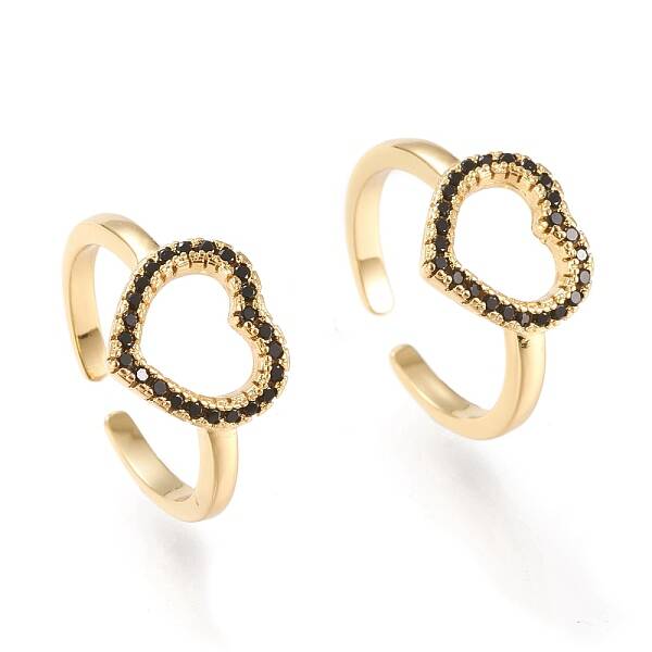 Adjustable Brass Micro Pave Cubic Zirconia Cuff Rings