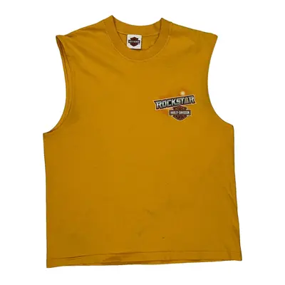 Rockstar Harley Davidson Graphic Vest - Large Yellow Cotton