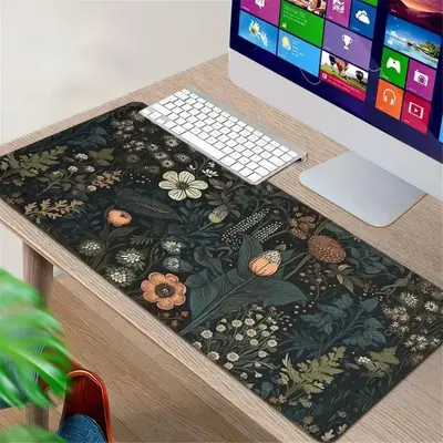 Floral Pattern Desk Mat, 1 Count Multipurpose Anti-slip Botanical Desk Mouse Pad, Vintage Desk Mat, Nature Desk Decor, Mouse...