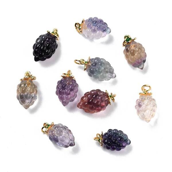 Autumn Theme Natural Fluorite Carved Pendants